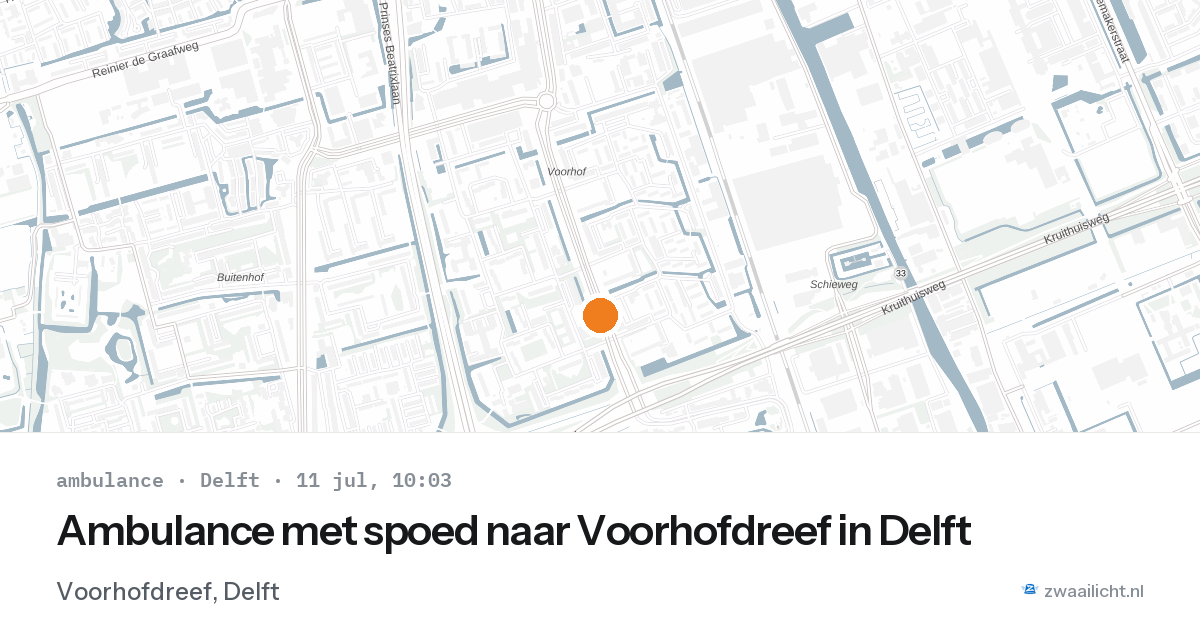 Ambulance met spoed naar Voorhofdreef in Delft — 11 jul 2026