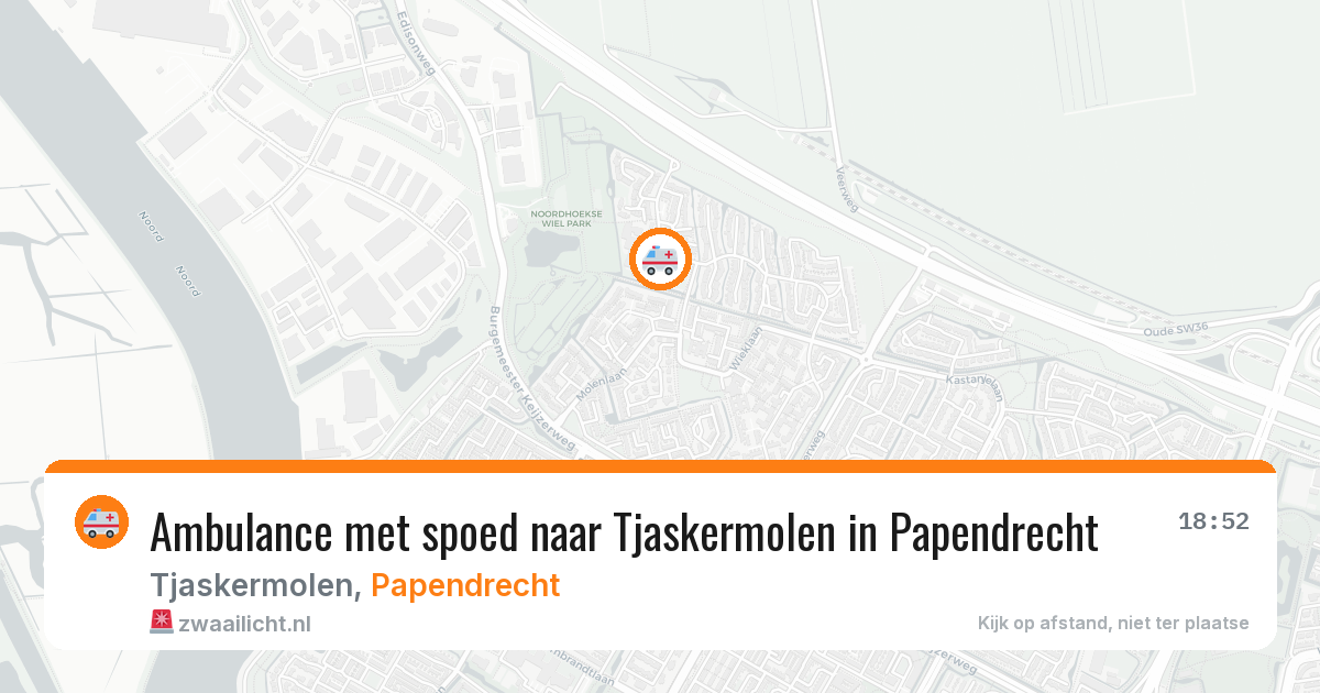 Ambulance met spoed naar Tjaskermolen in Papendrecht — 8 aug 2026