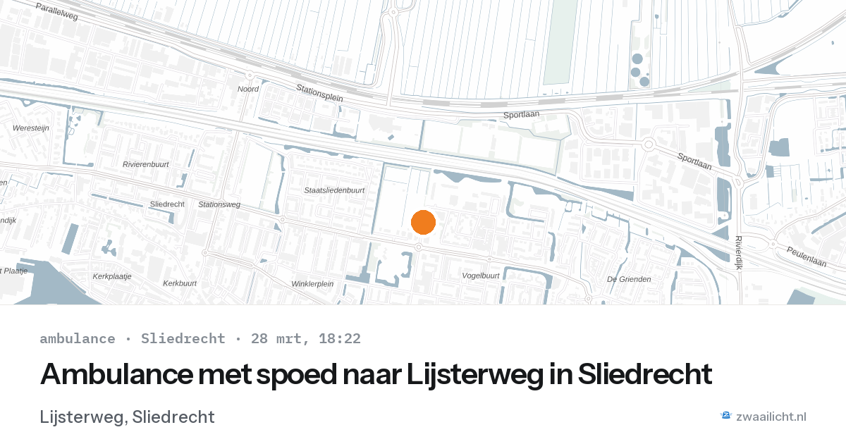 Ambulance met spoed naar Lijsterweg in Sliedrecht — 28 mrt 2026
