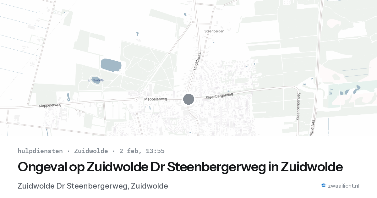 Ongeval op Zuidwolde Dr Steenbergerweg in Zuidwolde — 2 feb 2026