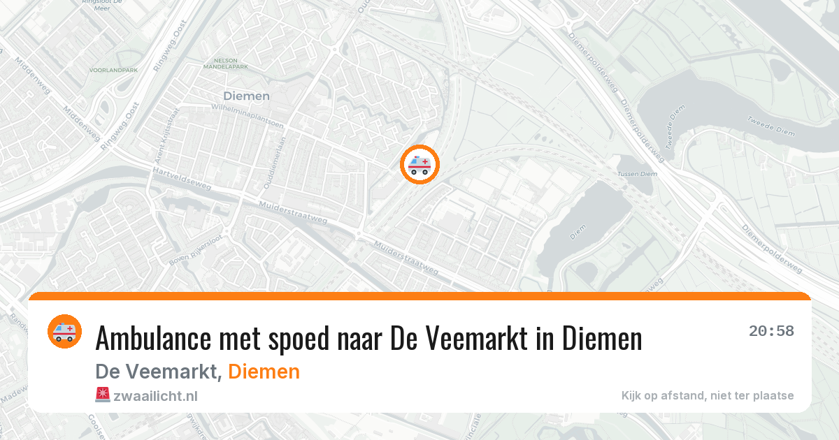 Ambulance met spoed naar De Veemarkt in Diemen — 14 jul 2026