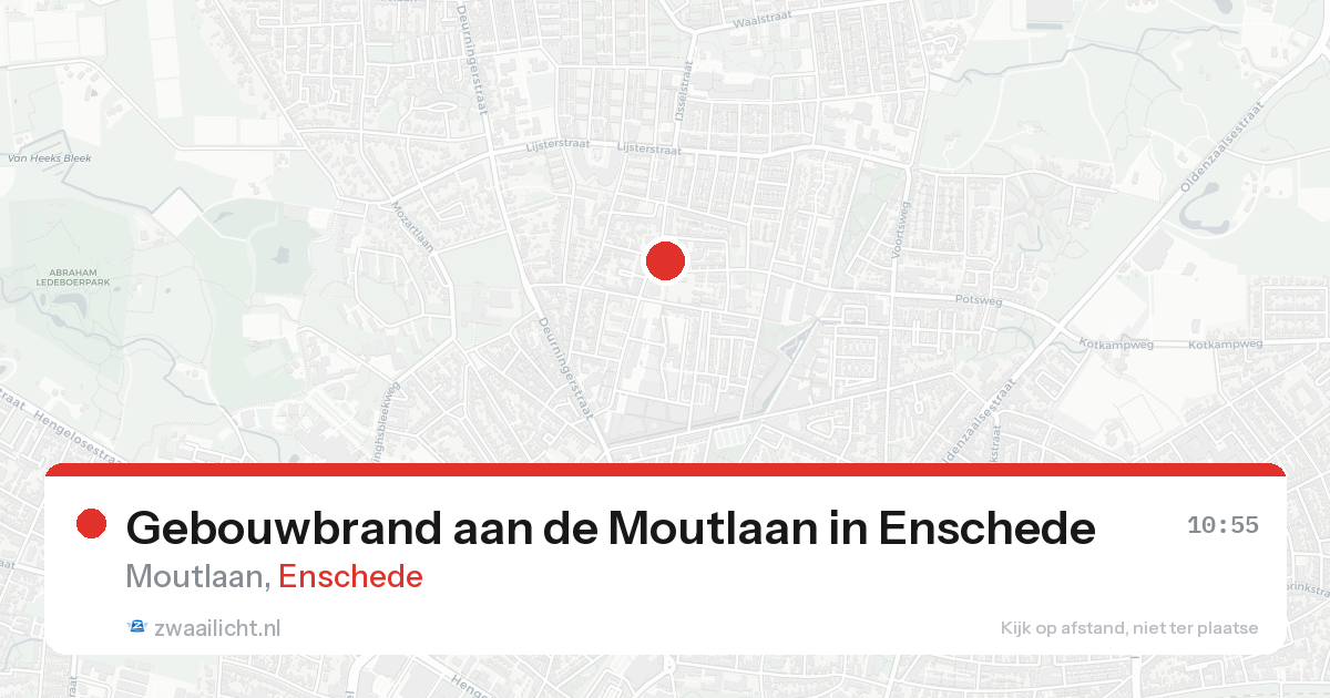 Gebouwbrand aan de Moutlaan in Enschede — 21 aug 2026
