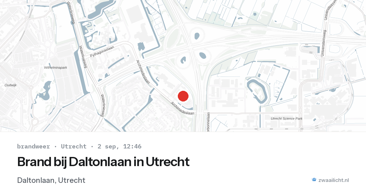 Brand bij Daltonlaan in Utrecht — 2 sep 2026
