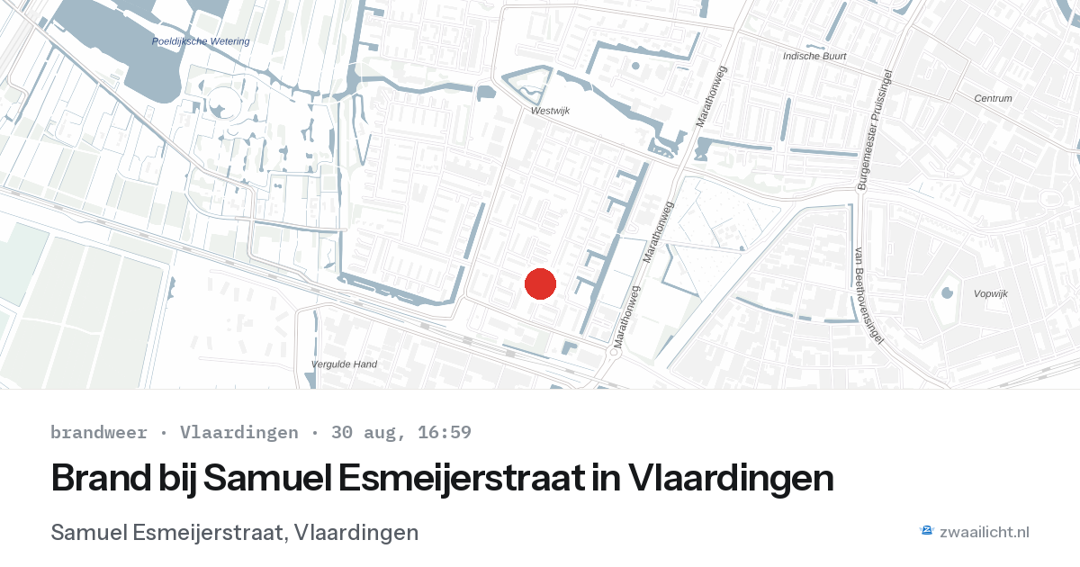 Brand bij Samuel Esmeijerstraat in Vlaardingen — 30 aug 2026