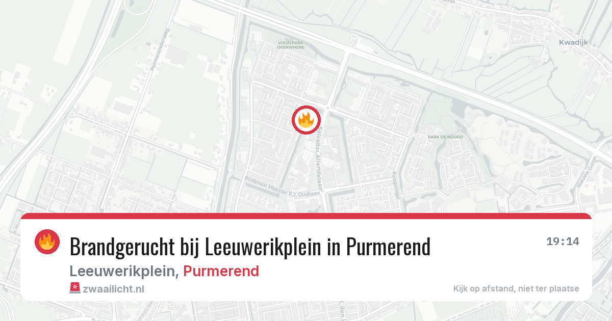 Brandgerucht bij Leeuwerikplein in Purmerend — 12 aug 2026