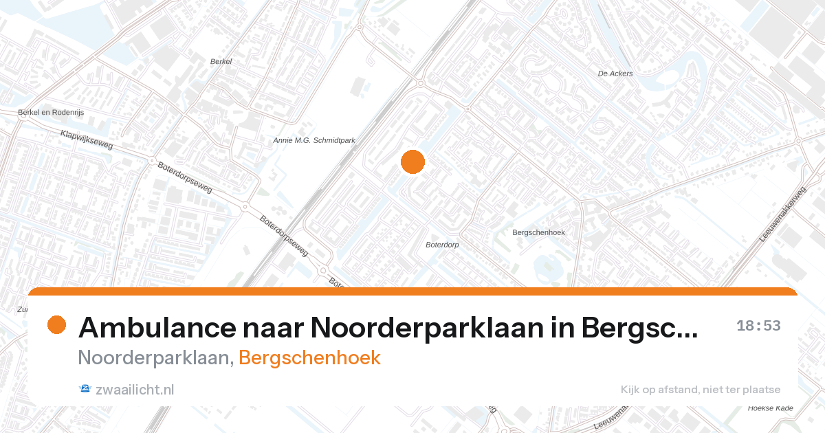 Ambulance naar Noorderparklaan in Bergschenhoek — 28 aug 2026