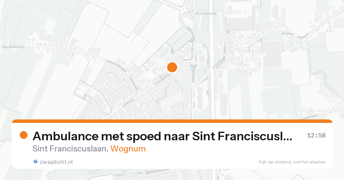 Ambulance met spoed naar Sint Franciscuslaan in Wognum — 21 aug 2026