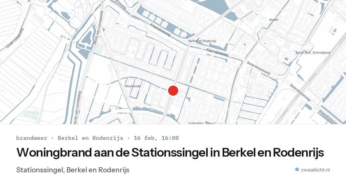 Woningbrand aan de Stationssingel in Berkel en Rodenrijs — 16 feb 2026