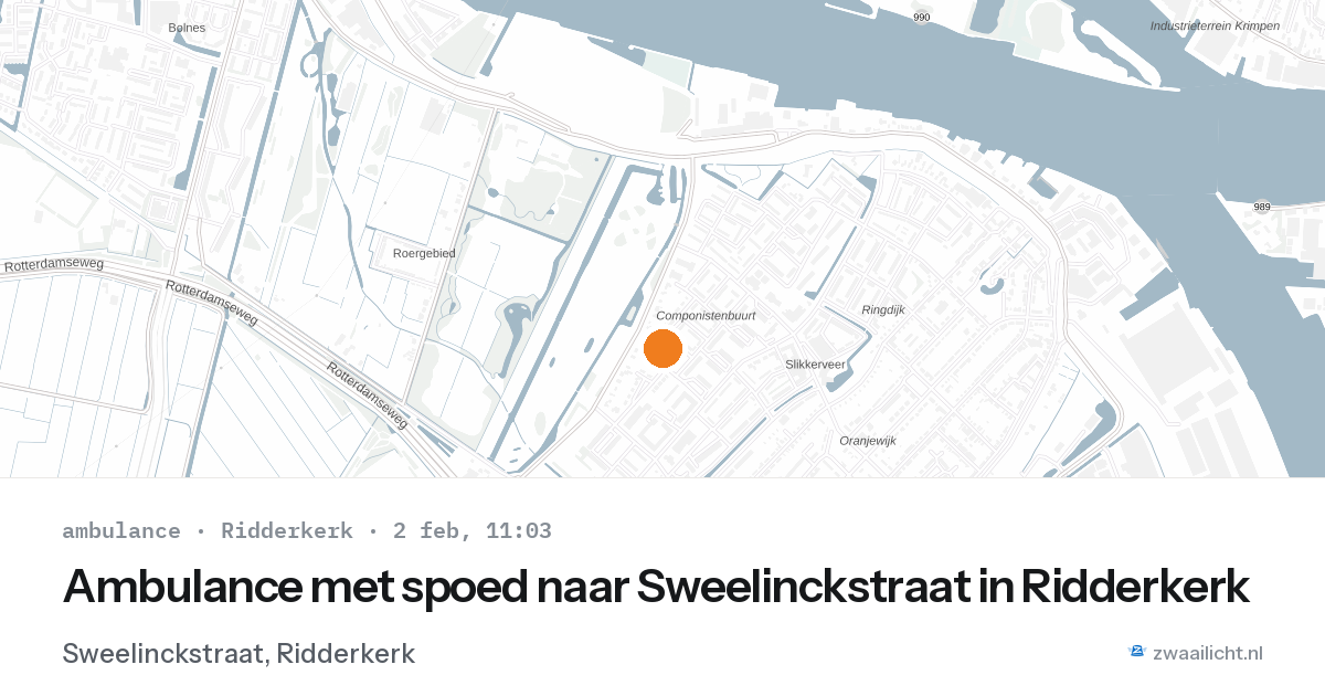 Ambulance met spoed naar Sweelinckstraat in Ridderkerk — 2 feb 2026