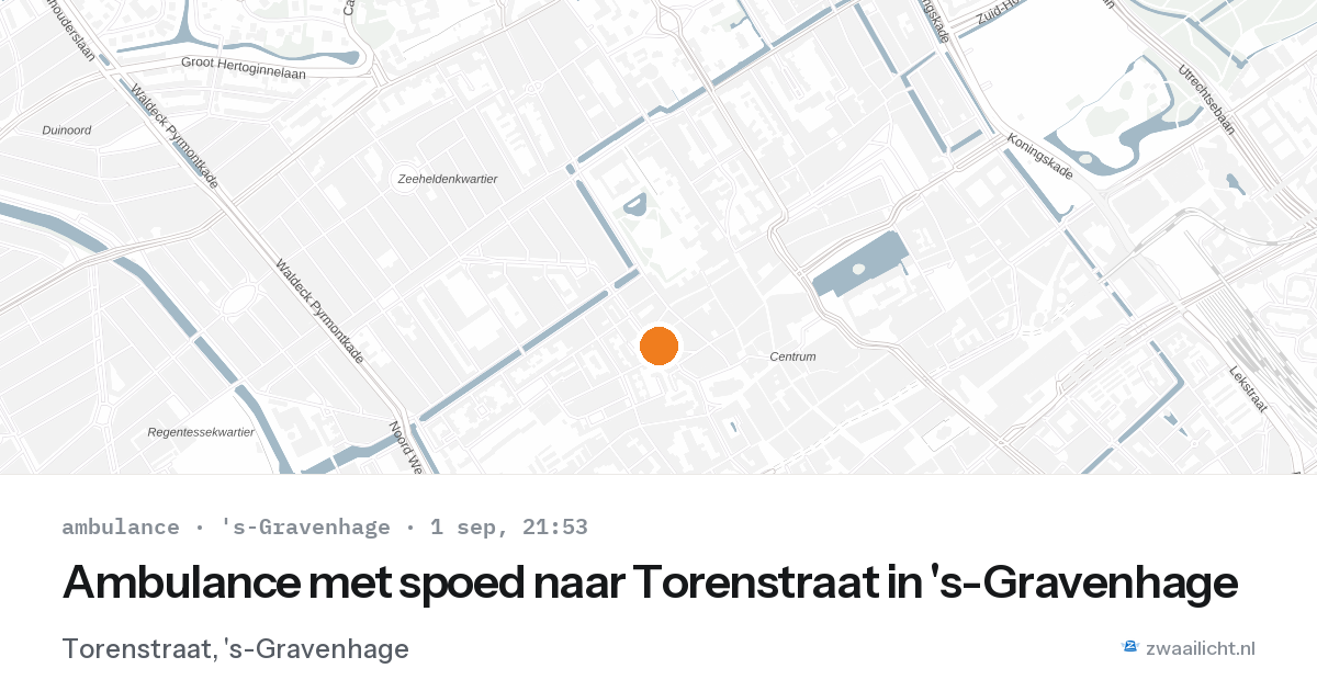 Ambulance met spoed naar Torenstraat in 's-Gravenhage — 1 sep 2026