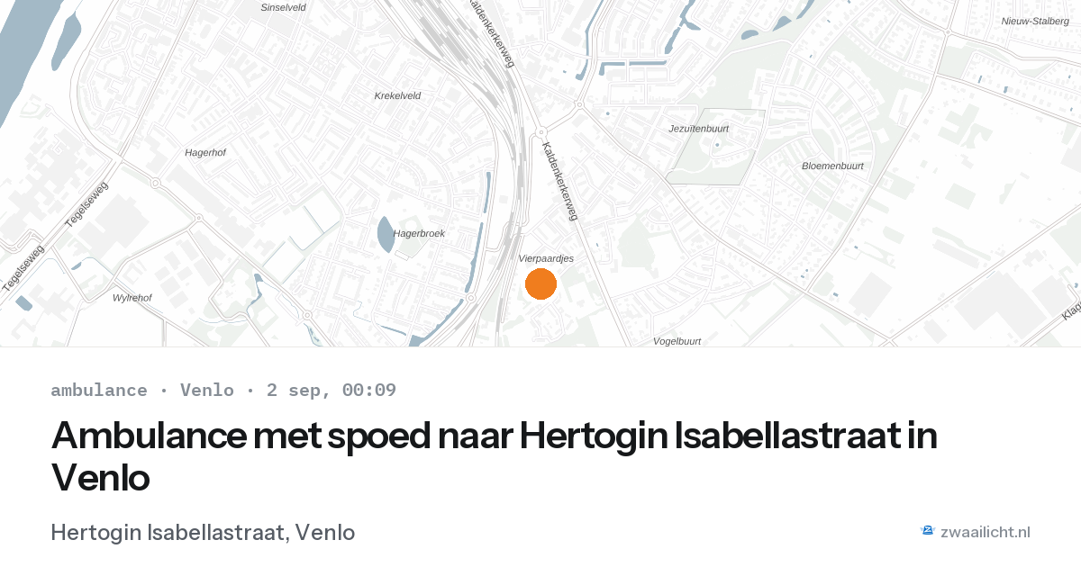Ambulance met spoed naar Hertogin Isabellastraat in Venlo — 1 sep 2026