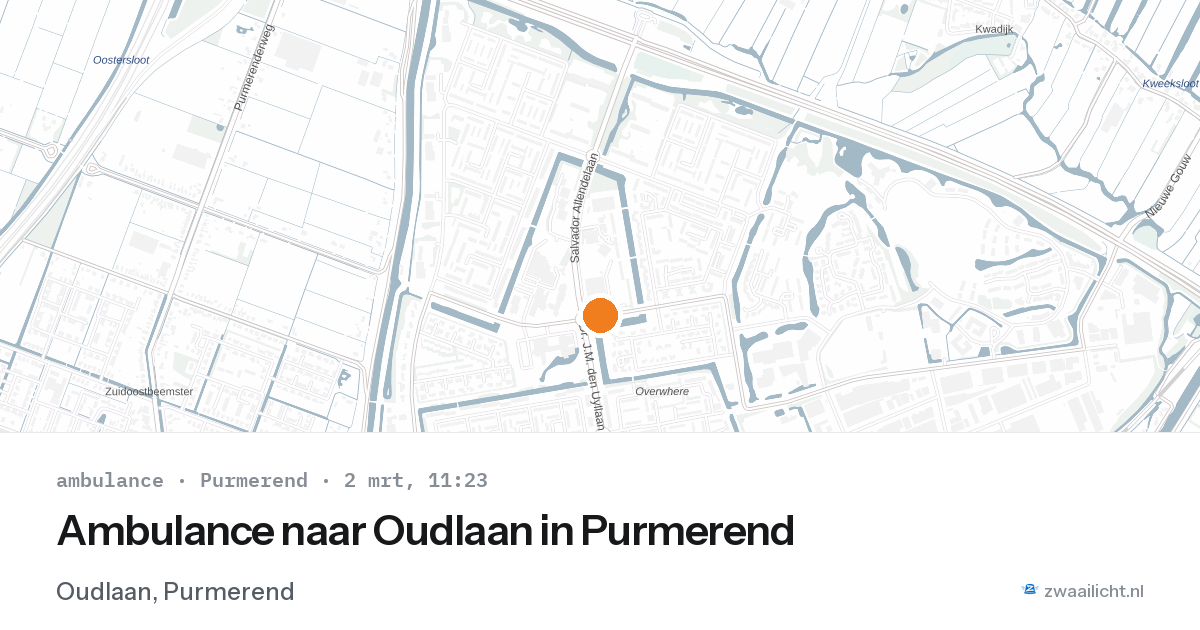 Ambulance naar Oudlaan in Purmerend — 2 mrt 2026