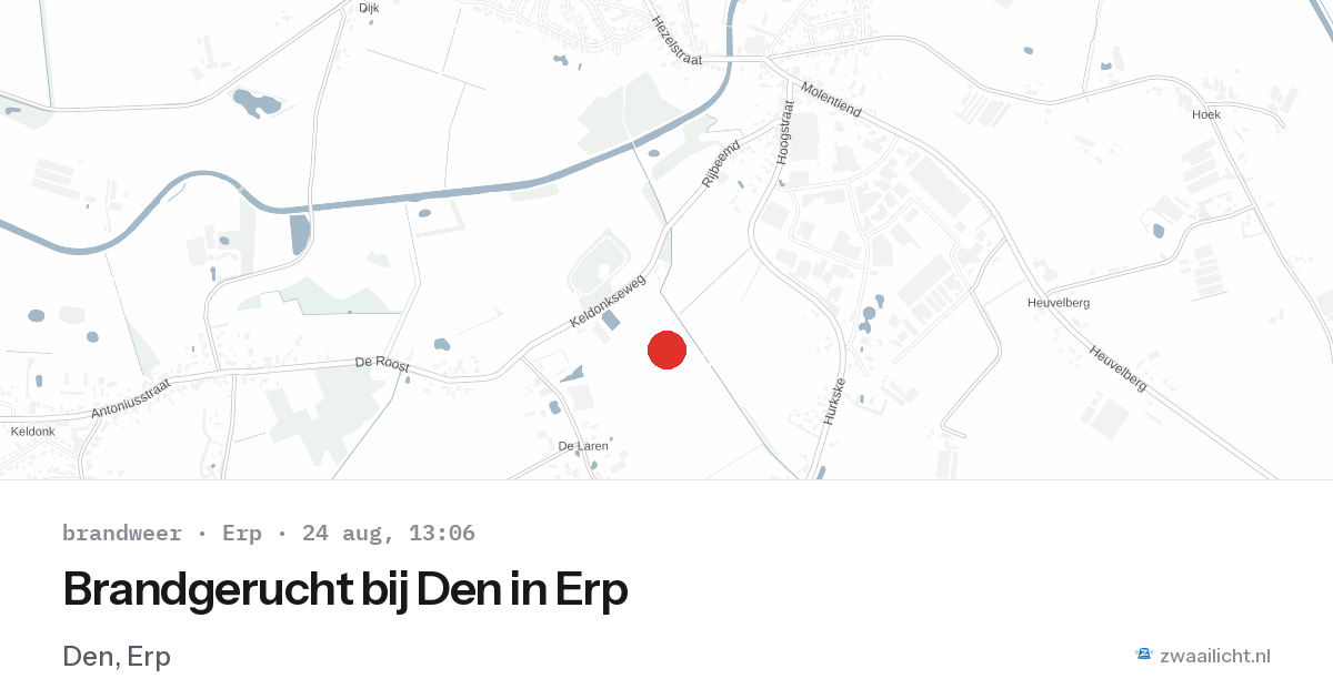 Brandgerucht bij Den in Erp — 24 aug 2026