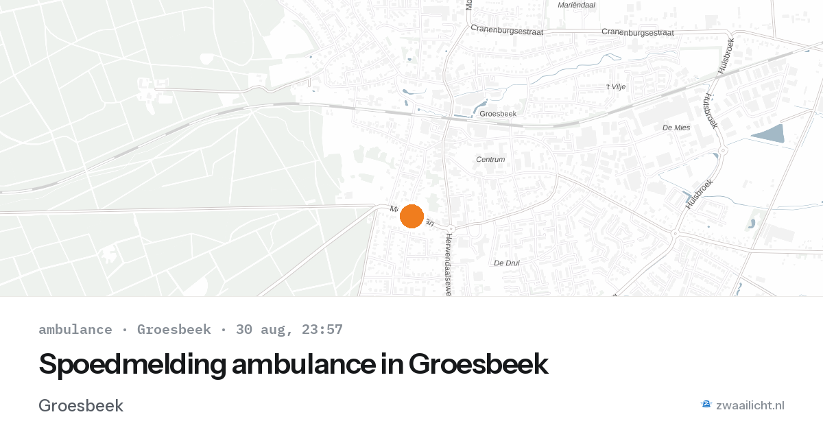 Spoedmelding ambulance in Groesbeek — 30 aug 2026