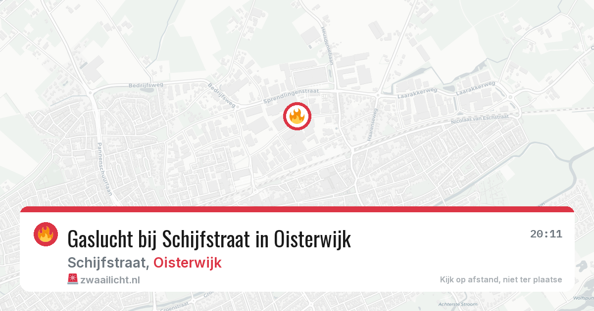 Gaslucht bij Schijfstraat in Oisterwijk — 14 jun 2026