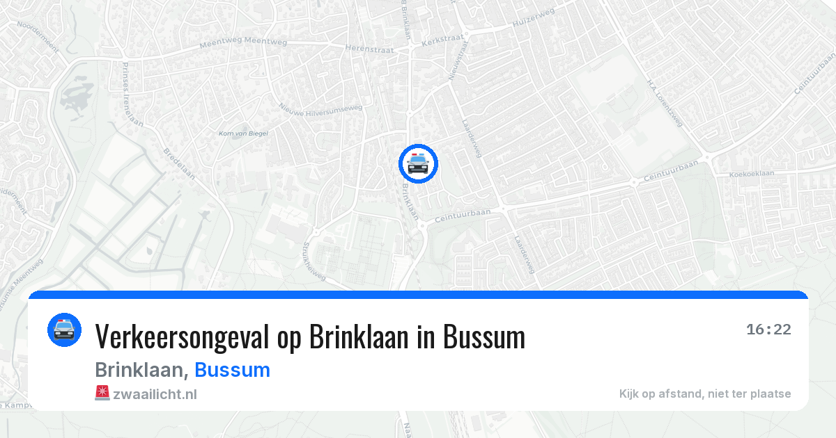 Verkeersongeval op Brinklaan in Bussum — 15 apr 2026
