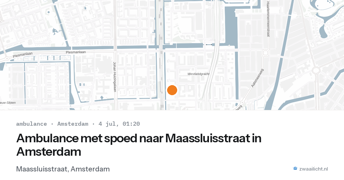 Ambulance met spoed naar Maassluisstraat in Amsterdam — 3 jul 2026