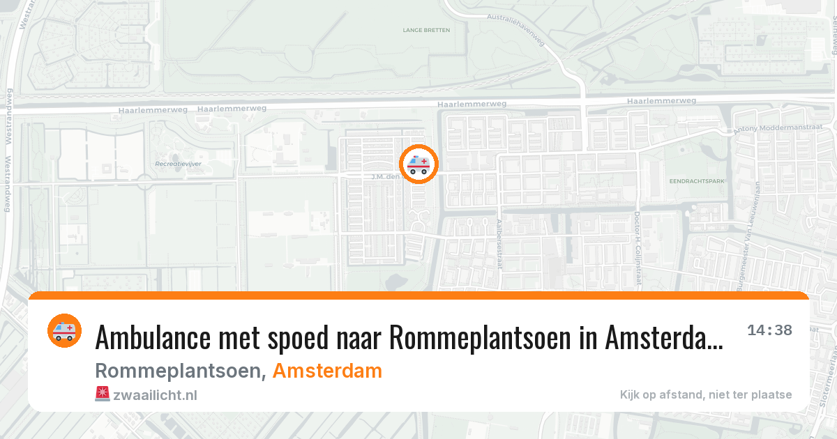 Ambulance met spoed naar Rommeplantsoen in Amsterdam — 14 aug 2026