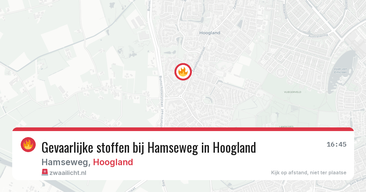 Gevaarlijke stoffen bij Hamseweg in Hoogland — 15 mei 2026