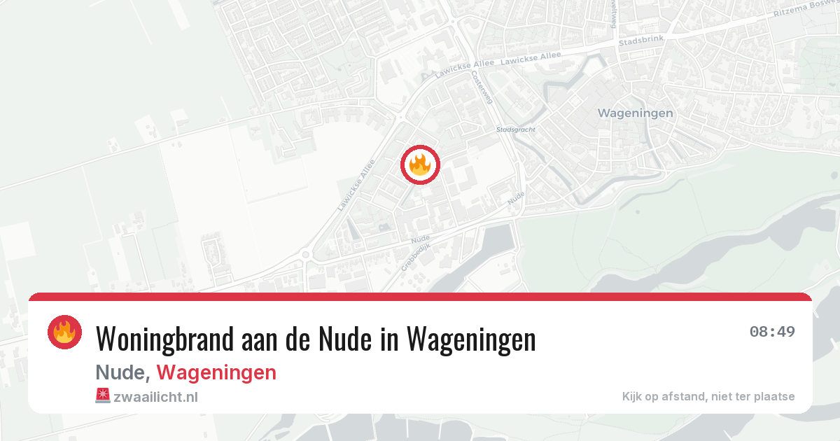 Woningbrand aan de Nude in Wageningen — 16 jul 2026