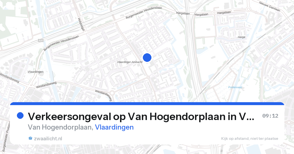 Verkeersongeval op Van Hogendorplaan in Vlaardingen — 25 aug 2026