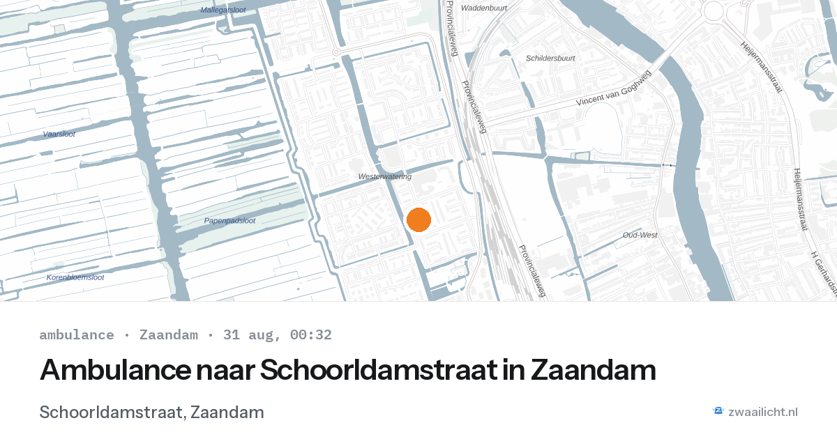 Ambulance naar Schoorldamstraat in Zaandam — 30 aug 2026