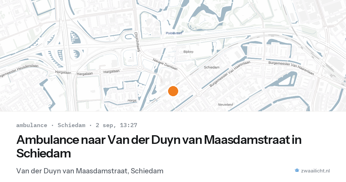 Ambulance naar Van der Duyn van Maasdamstraat in Schiedam — 2 sep 2026