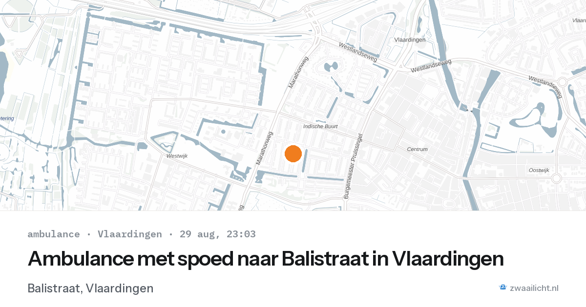 Ambulance met spoed naar Balistraat in Vlaardingen — 29 aug 2026