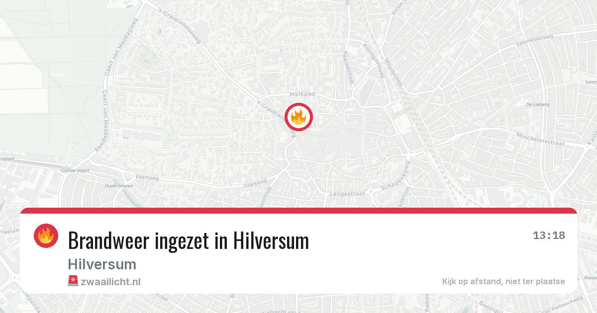 Brandweer ingezet in Hilversum — 18 jun 2026 | 🚨 Zwaailicht.nl