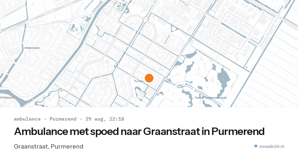 Ambulance met spoed naar Graanstraat in Purmerend — 29 aug 2026