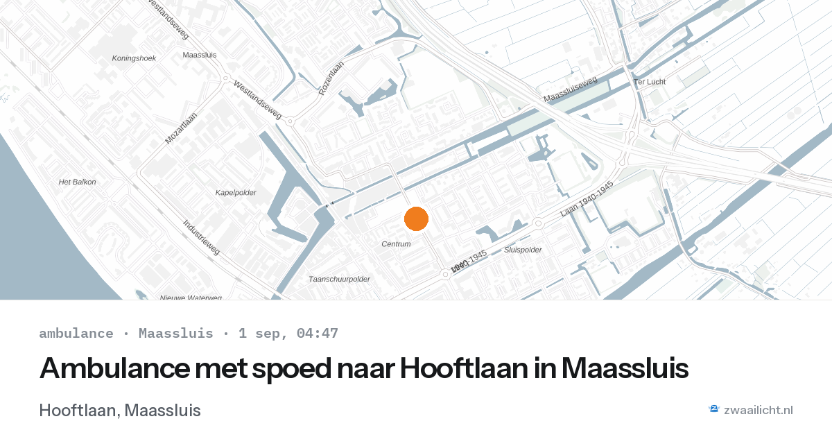 Ambulance met spoed naar Hooftlaan in Maassluis — 1 sep 2026