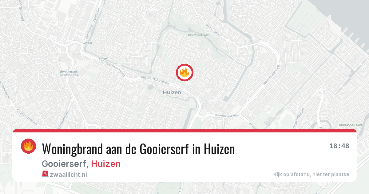 Woningbrand aan de Gooierserf in Huizen — 16 mrt 2026
