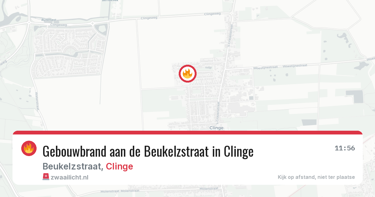 Gebouwbrand aan de Beukelzstraat in Clinge — 16 jul 2026
