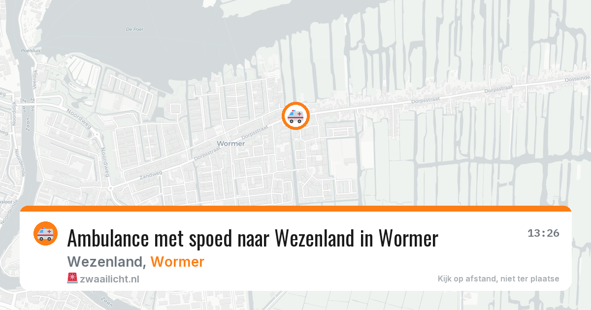 Ambulance met spoed naar Wezenland in Wormer — 5 aug 2026