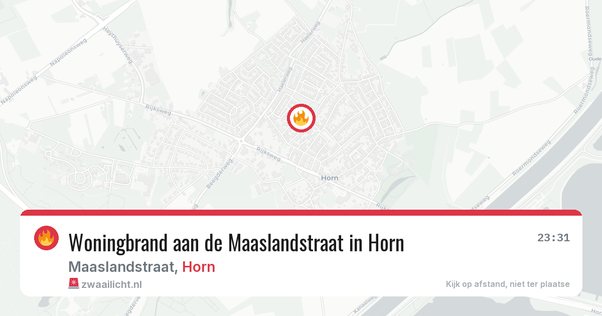 Woningbrand aan de Maaslandstraat in Horn — 24 apr 2026