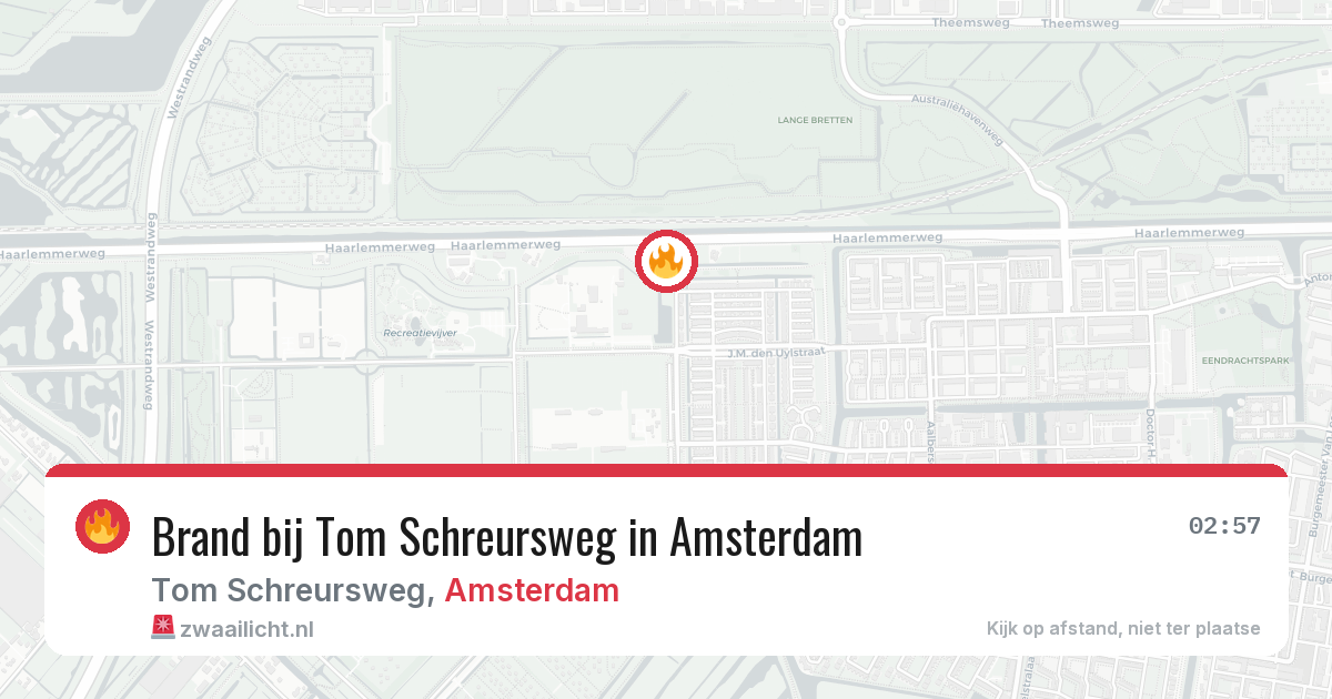 Brand bij Tom Schreursweg in Amsterdam — 15 mrt 2026
