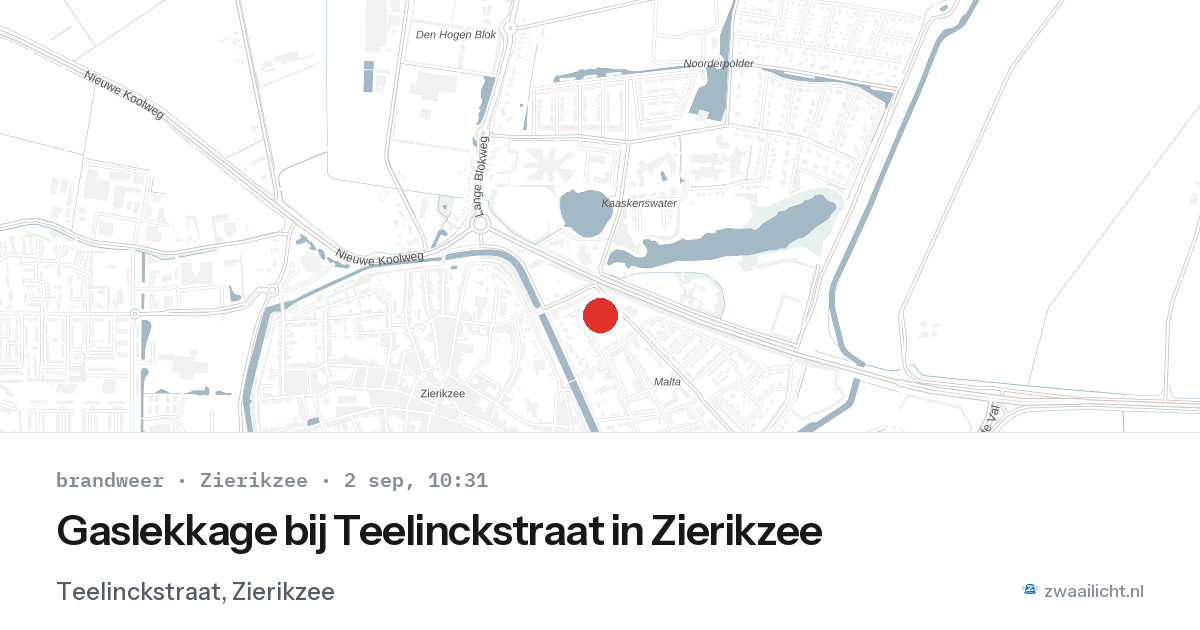 Gaslekkage bij Teelinckstraat in Zierikzee — 2 sep 2026