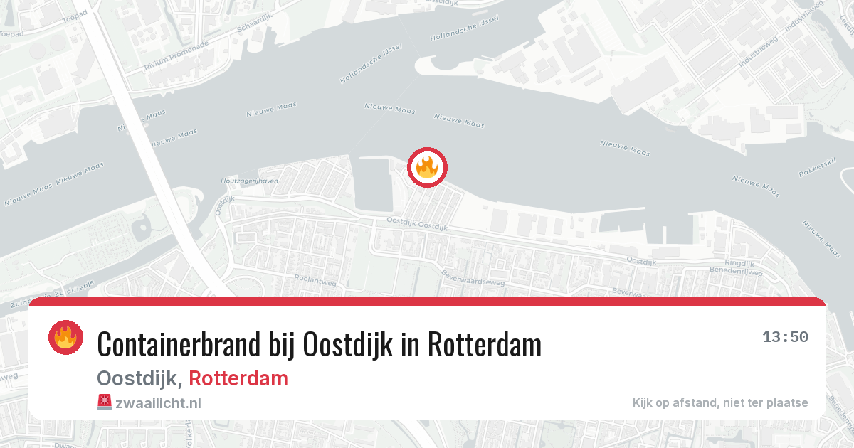 Containerbrand bij Oostdijk in Rotterdam — 23 jun 2026