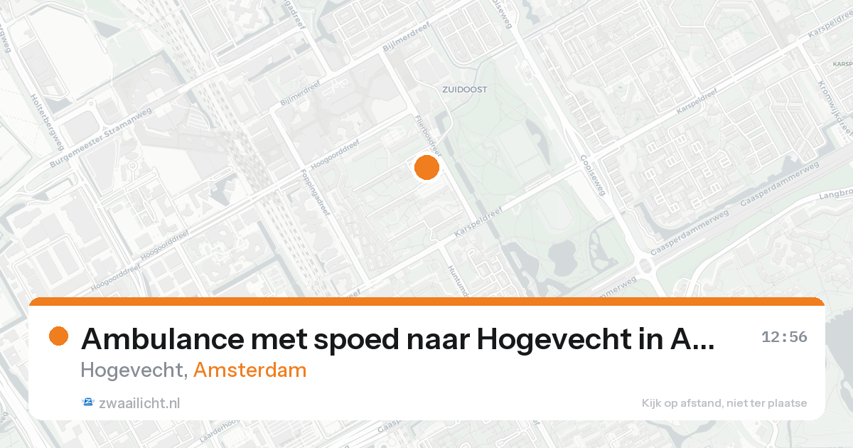 Ambulance met spoed naar Hogevecht in Amsterdam — 25 aug 2026