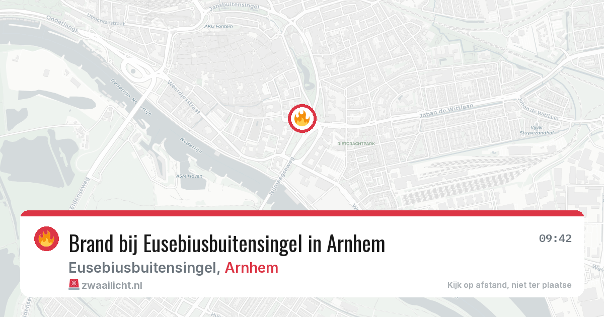 Brand bij Eusebiusbuitensingel in Arnhem — 24 jun 2026