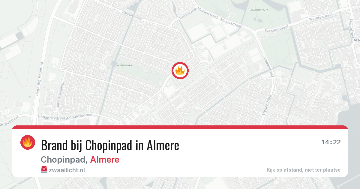 Brand bij Chopinpad in Almere — 2 aug 2026