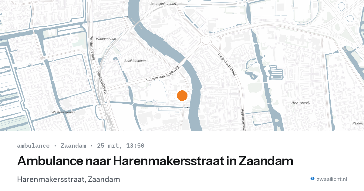 Ambulance naar Harenmakersstraat in Zaandam — 25 mrt 2026