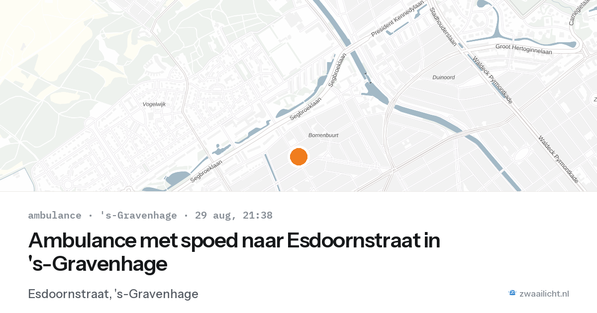 Ambulance met spoed naar Esdoornstraat in 's-Gravenhage — 29 aug 2026