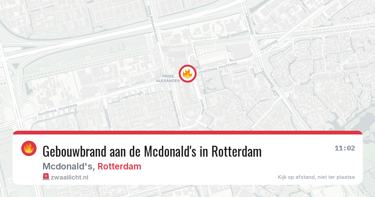 Gebouwbrand aan de Mcdonald's in Rotterdam — 6 mrt 2026