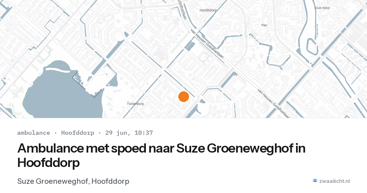 Ambulance met spoed naar Suze Groeneweghof in Hoofddorp — 29 jun 2026