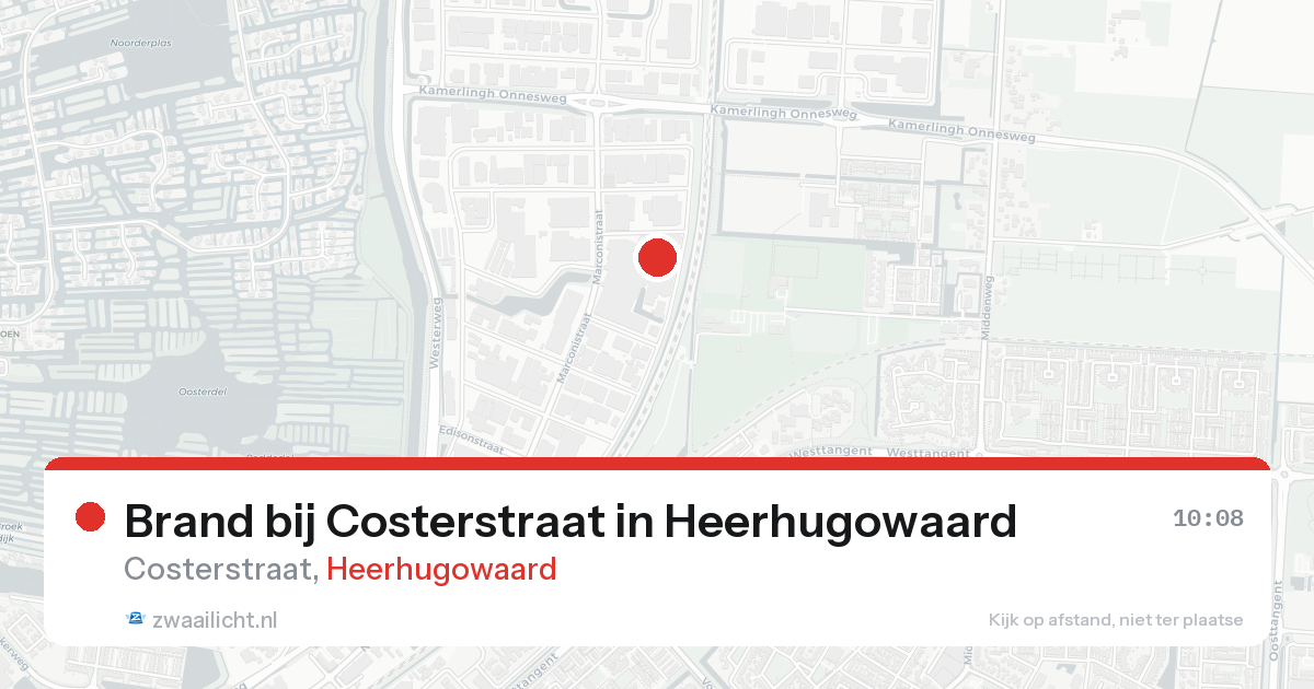 Brand bij Costerstraat in Heerhugowaard — 15 aug 2026