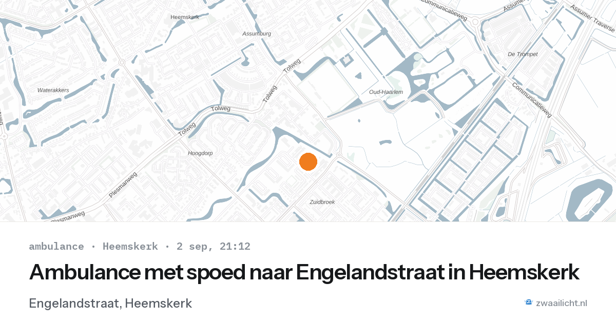 Ambulance met spoed naar Engelandstraat in Heemskerk — 2 sep 2026