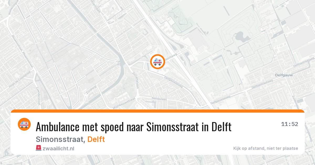 Ambulance met spoed naar Simonsstraat in Delft — 18 jan 2026