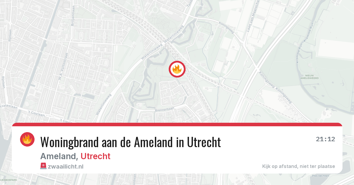 Woningbrand aan de Ameland in Utrecht — 21 jun 2026
