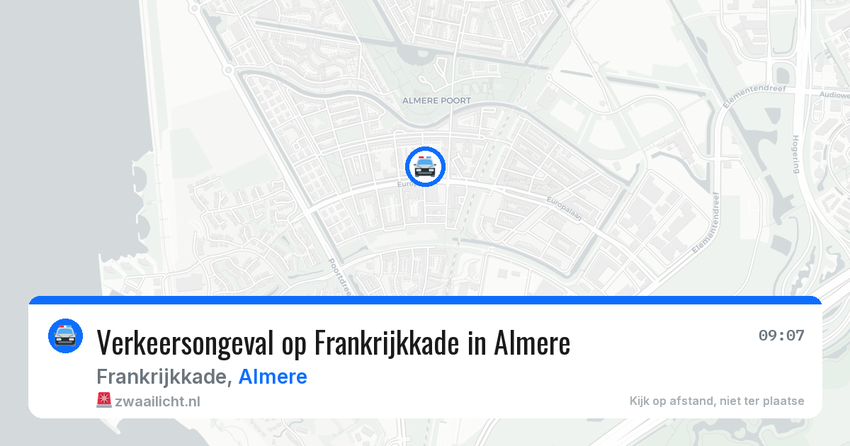 Verkeersongeval op Frankrijkkade in Almere — 26 jun 2026